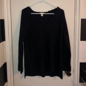 H&M navy mohair v-neck sweater